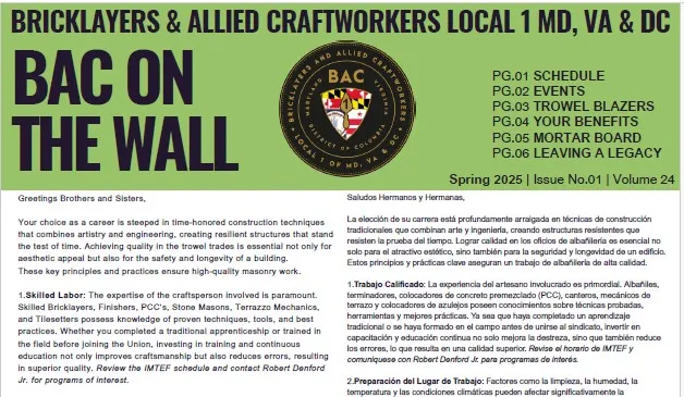 Snippet of Spring 2025 Newsletter